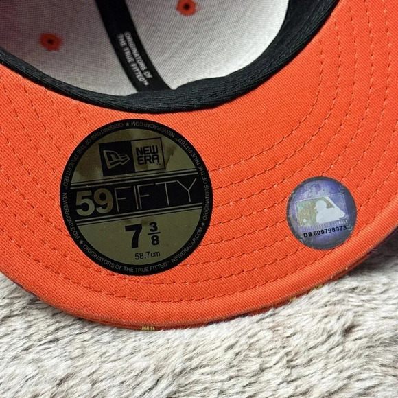 Atlanta Braves Hat New Era 59Fifty All Over Print Baseball Cap Orange 7 3/8 New - Picture 7 of 16